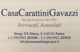 Biglietto da visita dello Studio Legale Casa Carattini Gavazzi a Parma, Italia.