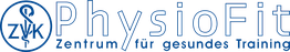 „PhysioFit-Logo mit ZVK-Zeichen, Text: Zentrum für gesundes Training.“