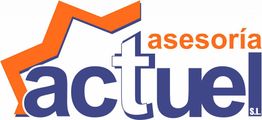 Logo de Asesoría Actuel con diseño de estrella en naranja y texto azul.