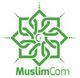 Green geometric star pattern with "MuslimCom" written below.