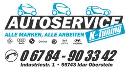 Autoservice-Werbung mit Logos und Kontaktinformationen für K-Tuning in Idar Oberstein.