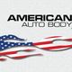 American Auto Body logo with American flag flames design.