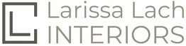 Logo von Larissa Lach Interiors, mit stilisiertem "L"-Symbol links und Schriftzug rechts.
