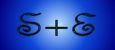 Buchstaben "S + E" auf blauem Hintergrund mit dekorativen Serifen.