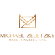 Goldfarbenes Marketing-Logo mit einem stilisierten "M" und dem Text "Michael Zeletzky Marketingberatung".