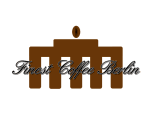 Logo mit Brandenburger Tor und Kaffeebohne, Schriftzug "Finest Coffee Berlin".