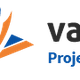 Logo van Van de Kuil met golfpatroon in oranje en blauw, tekst: Projectvloeren specialist.