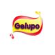 Logotipo colorido com a palavra "Gelupo" em fundo amarelo com bordas vermelhas.
