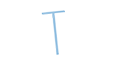 A faint blue letter "T" on a white background.