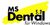 Logo mit Text "MS Dental für Windows" auf gelbem Hintergrund.