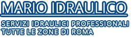 "Scritta: Mario Idraulico, servizi idraulici professionali in tutte le zone di Roma."