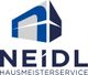 Logo von Neidl Hausmeisterservice: Abstraktes Gebäude in Blau und Grau über dem Firmennamen.