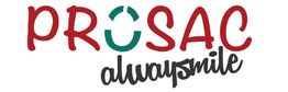 Logo con scritta "PROSAC alwaysmile" in rosso e verde.