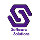 Logotipo morado de "Software Solutions" con diseño geométrico.