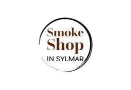 Smoke Shop in Sylmar logo with black circle border and brown text.