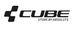 Logo von Cube Store by Absoluts, schwarzer Schriftzug mit stilisiertem Kreuzsymbol links.