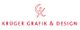 Logo mit den Worten "Krüger Grafik & Design" und einem stilisierten roten "K".