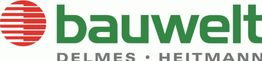 Logo von Bauwelt Delmes Heitmann mit grünem Schriftzug und rotem, gestreiftem Kreis.