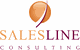 Logo von SalesLine Consulting mit orangener Kugel und lila Schriftzug.