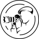 Icon eines Fotografen mit Kamera im schwarz-weißen Kreis.