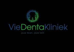 Logo van VieDentaKliniek met tandafbeelding en slogan: "jouw leven, jouw lach".