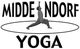 Logo mit der Aufschrift "Middendorf Yoga" und Figur in Kriegerpose in ovalem Rahmen.