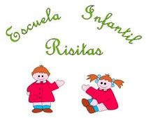 Logo de la Escuela Infantil Risitas con dibujos de un niño y una niña sonrientes.