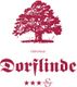 Logo mit rotem Baum, Text "Gästehaus Dorflinde" und drei Sterne mit "Superior" Schriftzug.