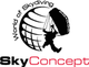 Logo mit Fallschirmspringer, Text: "World of Skydiving, SkyConcept".