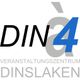 Logo des Veranstaltungszentrums DINé4 Dinslaken mit Schriftzug DIN4 in Schwarz und Blau.