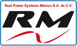 Logo de "Real Power Systems México S.A. de C.V." con letras "RM" en negro y detalle rojo.