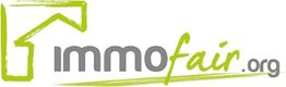 Logo von immo-fair.org mit grünem Haus-Umriss und Schriftzug in Grau und Grün.