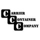 Logo of Carrier Container Company with three stacked black squares featuring capital letters 'C'.
