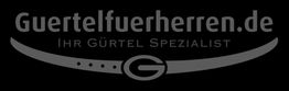 Logo mit Text "Guertelfuerherren.de – Ihr Gürtel Spezialist" und stilisiertem Gürtel darunter.