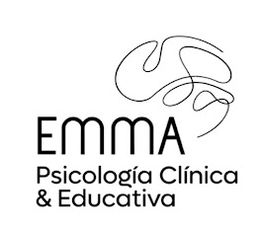 Logo de EMMA Psicología Clínica & Educativa con dibujo de cerebro estilizado.