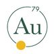 Simbolo chimico Au per oro, con numero atomico 79 e un cerchio giallo.