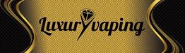 Texto "Luxury Vaping" en fondo dorado con diseño de diamante en la "Y".