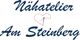 Logo mit Text "Nähatelier Am Steinberg" und einem stilisierten Herz mit Nadel und Faden.