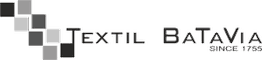 Logo de Textil Batavia desde 1955 con cuadrados en diferentes tonos de gris a la izquierda.