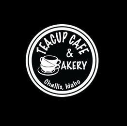 Logo for Teacup Cafe & Bakery in Challis, Idaho, featuring a teacup graphic.