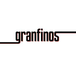Texto "granfino" em estilo moderno com linha preta contínua em fundo branco.