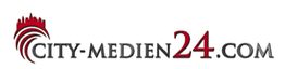 Logo von "City-Medien24.com" mit stilisierter Skyline in Rot.