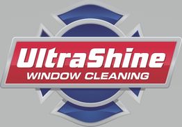 "UltraShine Window Cleaning logo with red and blue geometric design."