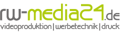 rw-media24.de Logo: Videoproduktion, Werbetechnik, Druck in modernem Design.
