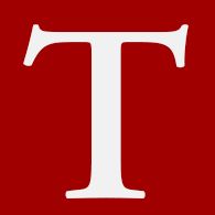 Letra "T" branca em fundo vermelho.