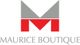 Logotipo de Maurice Boutique con una letra M en gris y rojo.
