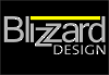 Logo mit Text "Blizzard Design", grauer Schrift auf schwarzem Hintergrund, gelbe Linie darüber.