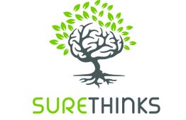 Logo of a brain-shaped tree with green leaves, titled "SURE THINKS".