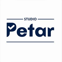 Logo con la scritta "Studio Petar" in blu, con un segno di spunta nel testo.