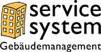 Logo mit gelbem Gebäude und Text: "service system Gebäudemanagement".